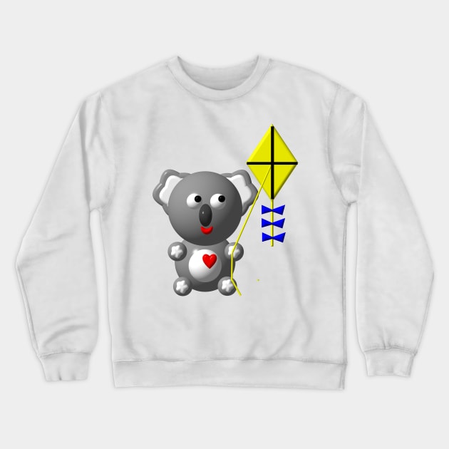 Cute Koala with a Kite Crewneck Sweatshirt by CuteCrittersWithHeart